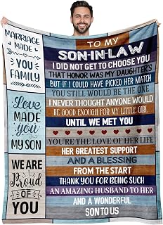 Best Son in Law Gifts from Mother Father in Law, Best Fathers Day Christmas Birthday Gifts for Son in Law Blanket 50"x60", Future Son-in-Laws Wedding Gift for Men