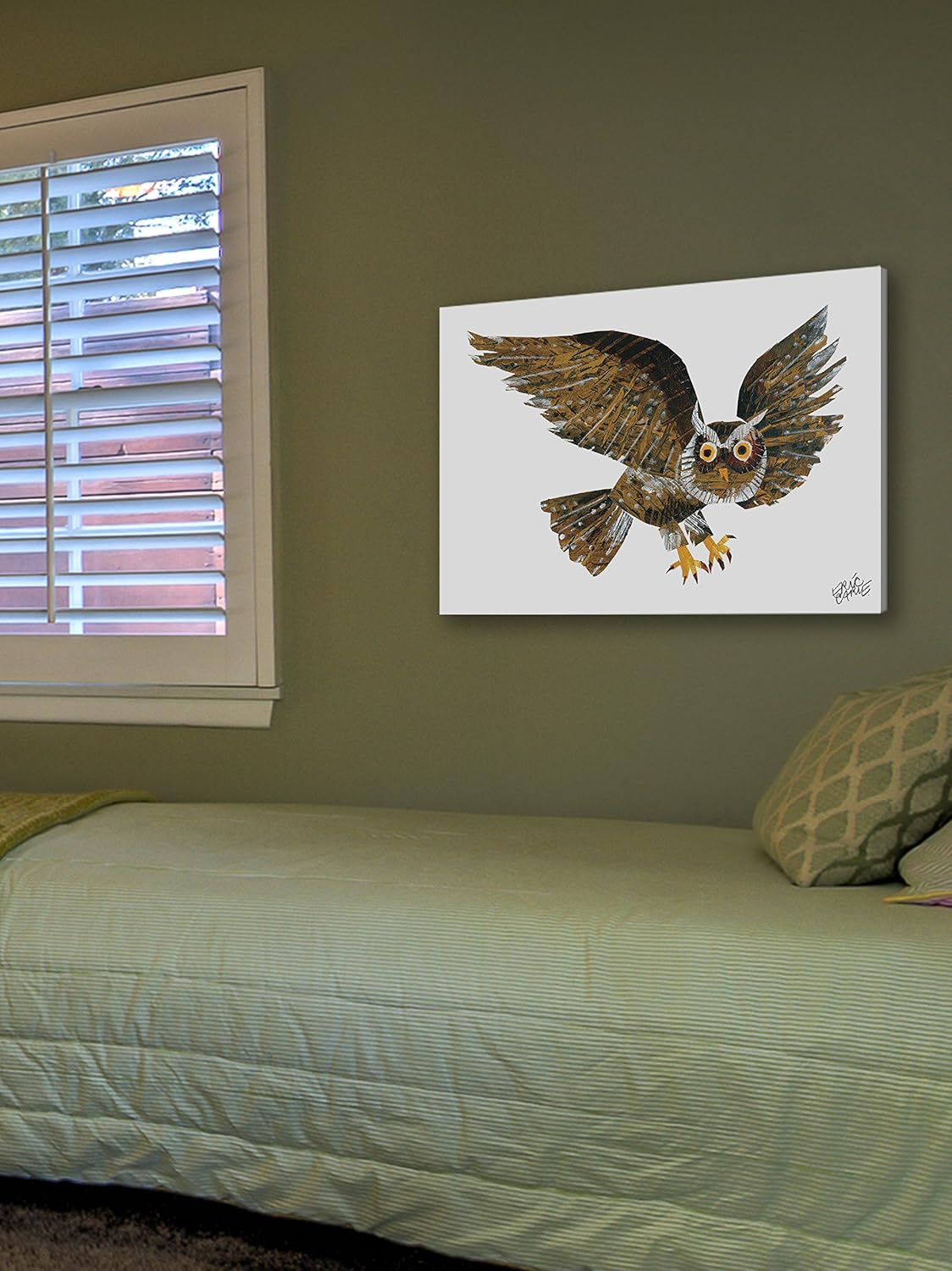Marmont Hill エリック・カールのベビーベア スクリーチフクロウ キャンバスウォールアート 18x12インチ
