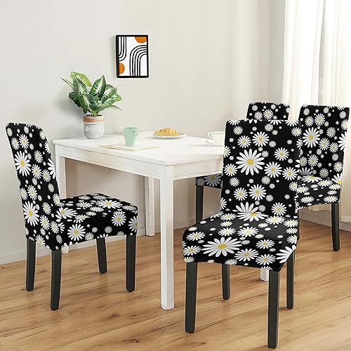 Miniatura 2 de SATIOK Juego de 6 fundas negras para sillas de comedor de gran tamaño, fundas elásticas de elastano para sillas Parsons, fundas protectoras grandes