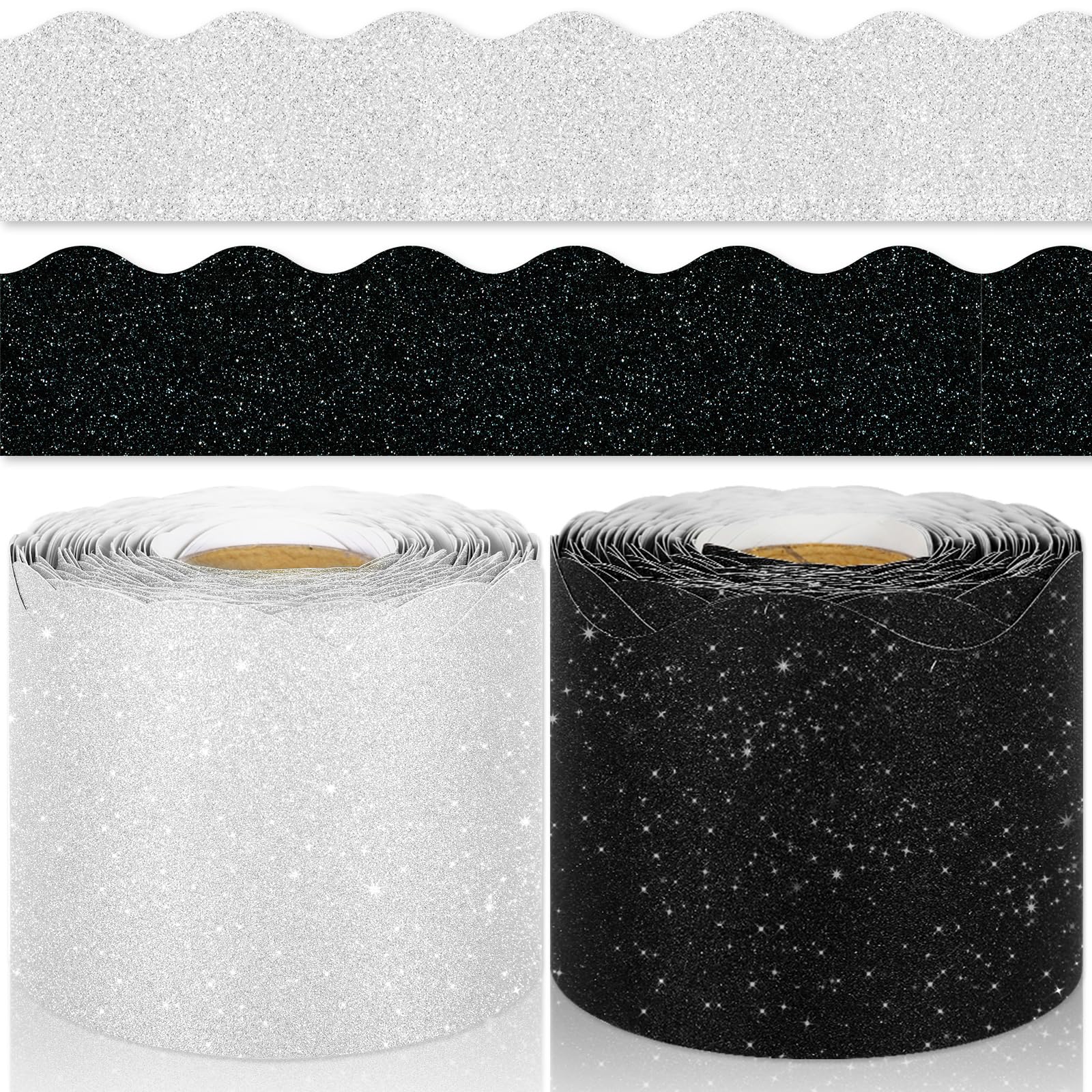 Bordure à paillettes Whaline pour tableau noir et blanc rouleau 40m decor