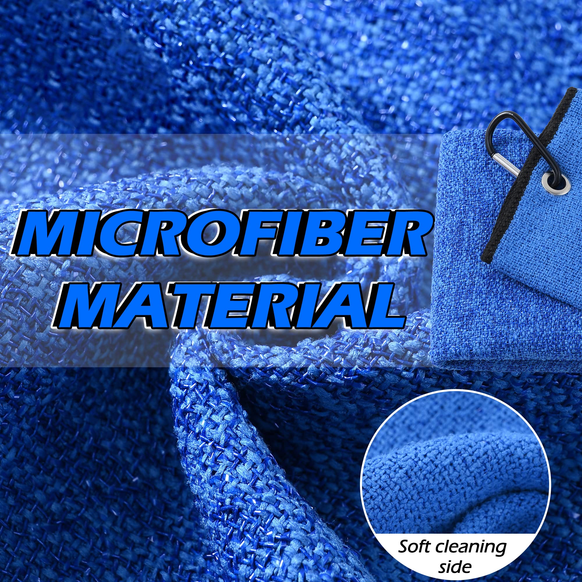 Mile High Life | Dreifach gefaltetes Mikrofaser Golfhandtuch | Innovatives doppelseitiges Design mit Schmutzschrubbseite und weicher Reinigungsseite | Wunderbar Wasserabsorbenz(Blue/Black)