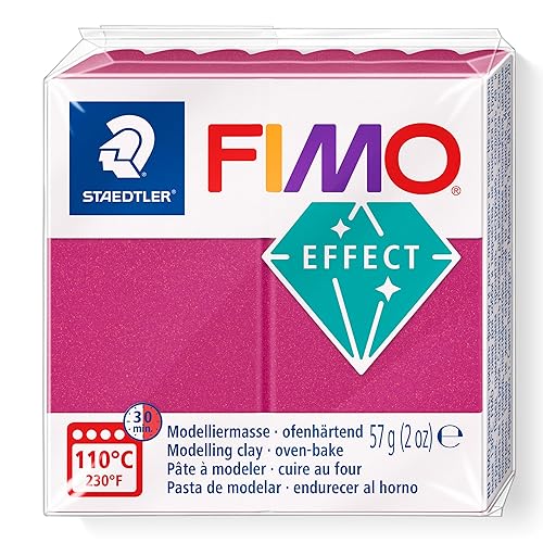 STAEDTLER 8010-21 FIMO Effect - Arcilla de modelado polimérica endurecedora para horno, color burdeos metálico (1 bloque de 2.01 oz)