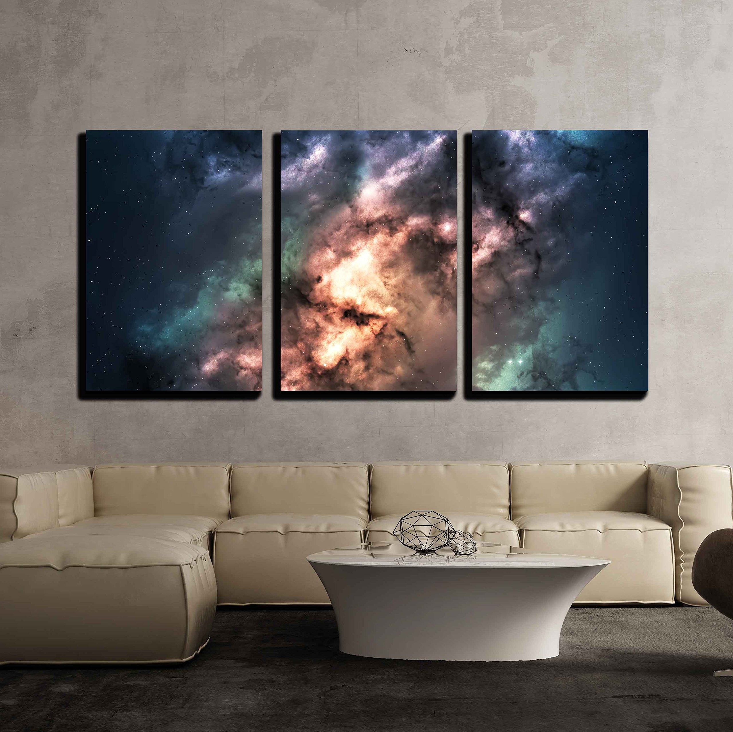 wall26 - 3 Piece Canvas Wall Art - Star Field in Deep Space Many Light Years Far from The Earth. - Modern Home Art Stretched and Framed Ready to Hang - 16"x24"x3 Panels