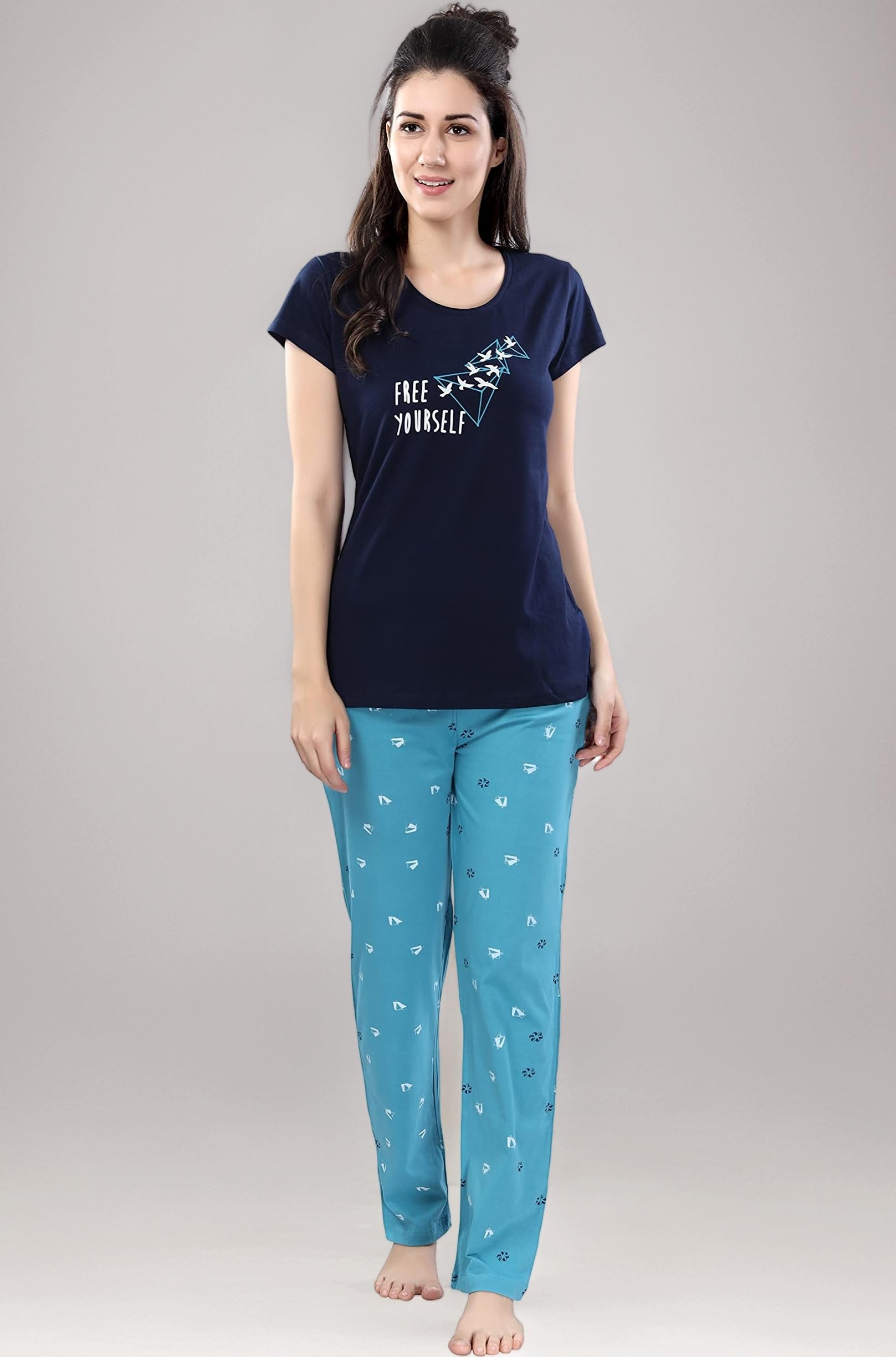 Cotton Night Suit for Women Girls | Women's Printed Cotton Night Suit Set Pyjama Set Sleepwear Nightwear Nightdress Loungewear
