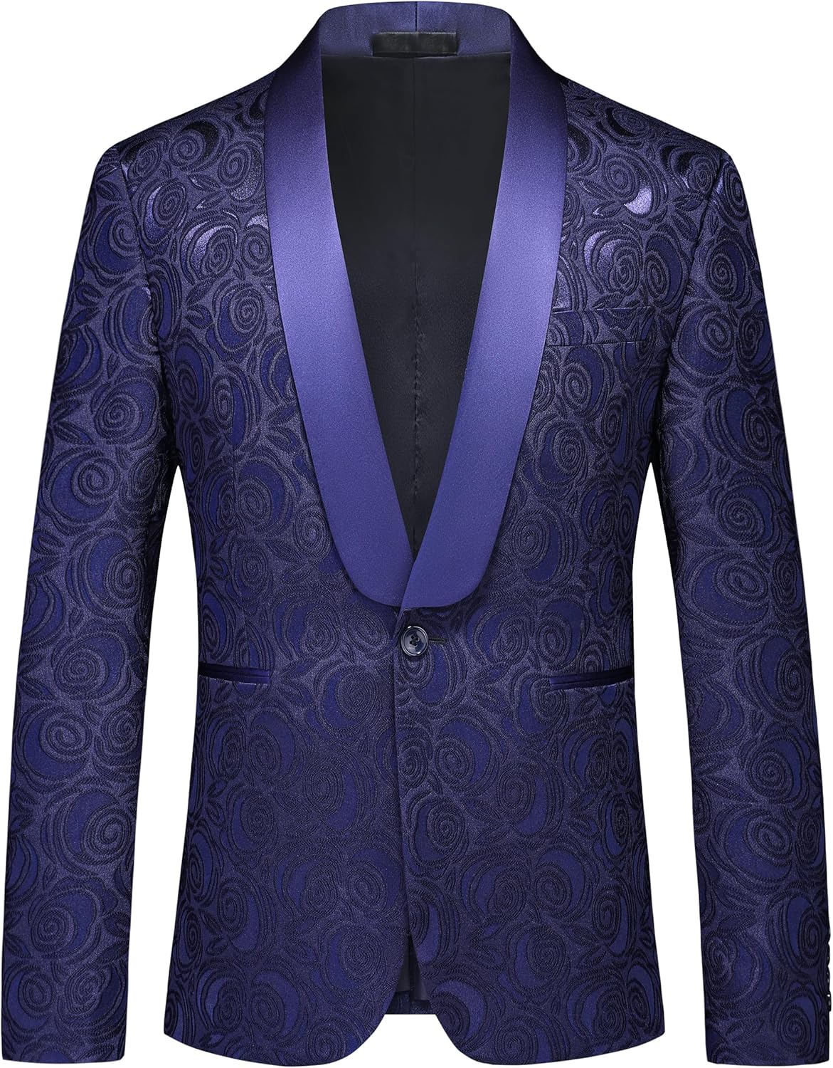 MOGU Mens Blazer Slim Fit Suit Jacket White Floral Jacquard Material