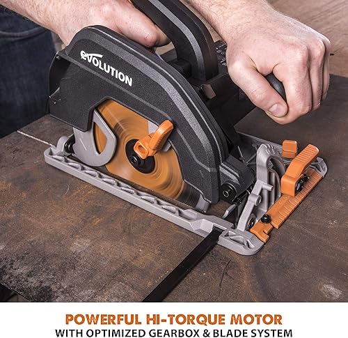 Miniatura 7 de Evolution Power Tools R185CCS Sierra circular de corte multimaterial TCT de 7-1/4 pulgadas, 7-1/4 pulgadas, naranja