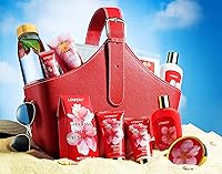 Vista 3 de Juego de regalo de kit de spa en casa, juego de baño de flor de cerezo japonés, 25 piezas de loción corporal de gel de ducha, vaporizadores