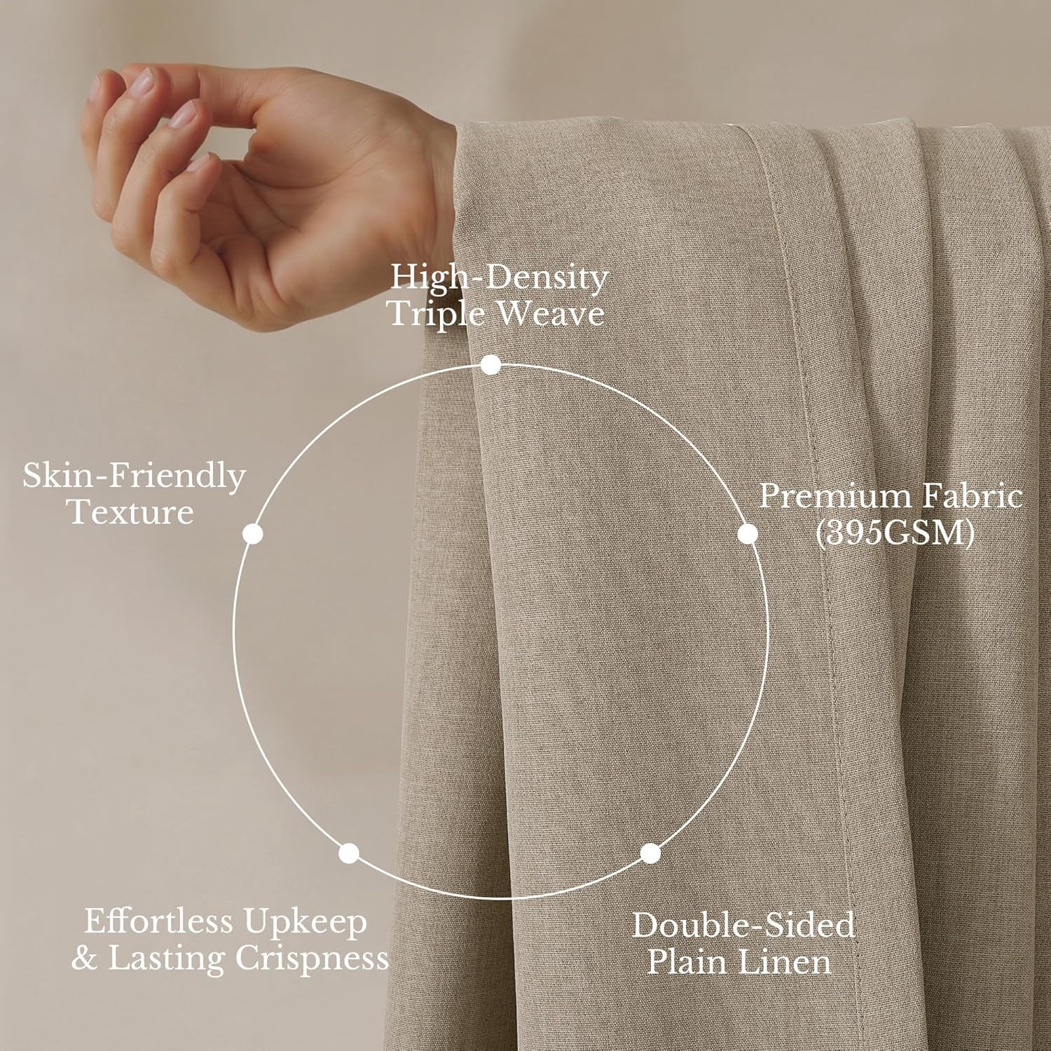 NICETOWN 395GSM Heavyweight Pinch Pleat Faux Linen Oatmeal Curtains 90" Long, Room Darkening Thermal Drapes for Bedroom, Double-Sided Thick Textured Privacy Panel (2 Panels, W40 x L90)