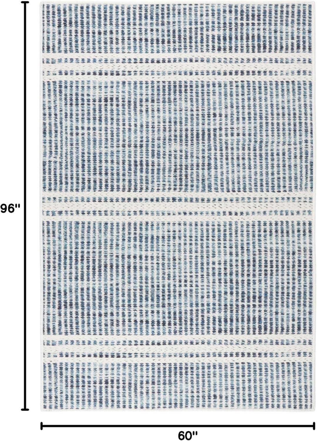 Dash and Albert Malta, Blue, 5' x 8', Striped, Soft and Cozy, High Traffic, Lightweight, Anti-Slip, Durable, Machine Washable Area Rug for Bedroom, Living Room, Dining, Den, Foyer, Entryway