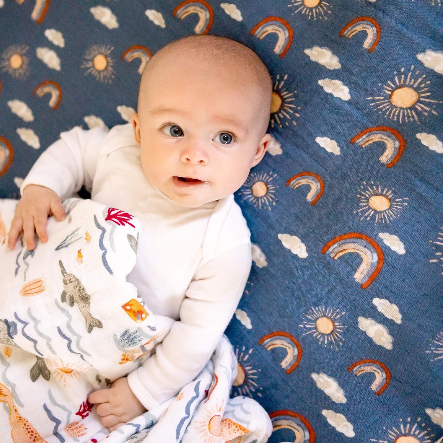 Bebe au Lait Classic Muslin Crib Sheet, 100% Cotton Muslin, Fits Standard Crib Mattress - Hello Sunshine