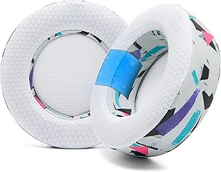 WC FreeZe Virtuoso - Hybrid Fabric Cooling Gel Replacement Earpads For Corsair Virtuoso Gaming Headset, Made by Wicked Cushions, Improved Durability, Thickness and Sound Isolation | 90s White