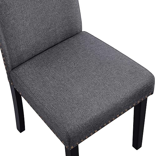 Miniatura 4 de Yaheetech Sillas de comedor con patas de madera de goma y sillas sin brazos de tela no tejida para cocina, sala de estar, hotel, sala de estar,