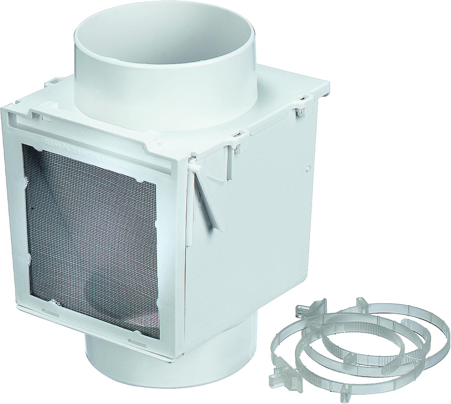 Deflecto Extra Heat Dryer Saver, Accommodates 4" Transition Ducts, Includes 2 4" Plastic Clamps, White (EX12)