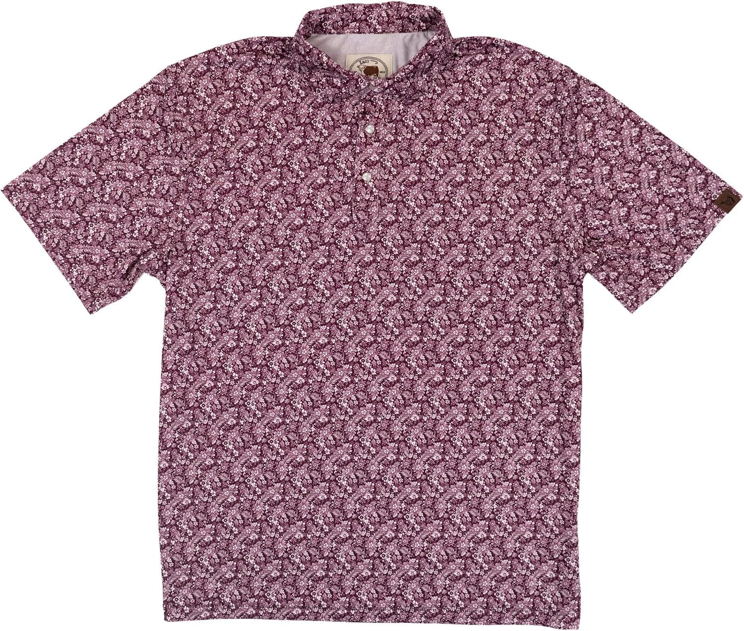 Lazy J Ranch Wear Men's Floral Print Performance Polo Shirt - Purple with Pearl Snap Buttons - Golf Shirts for Men