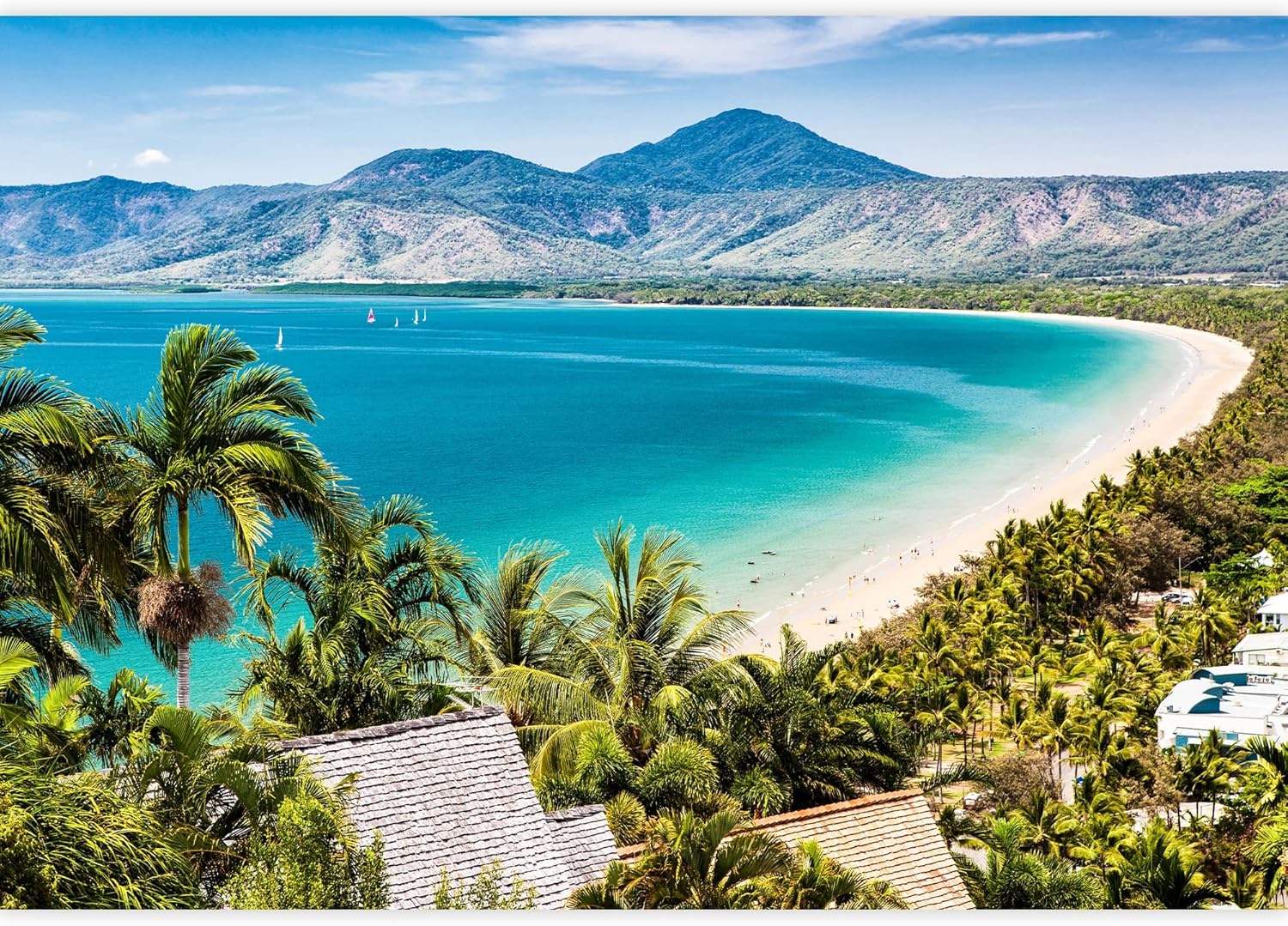 SIGNWIN Removable Wall Sticker/Wall Mural Aerial View Sunny Island Beach Paradise Nature Wilderness Photography Realism Decorative Landscape Rustic for Living Room, Bedroom, Office - 66x96