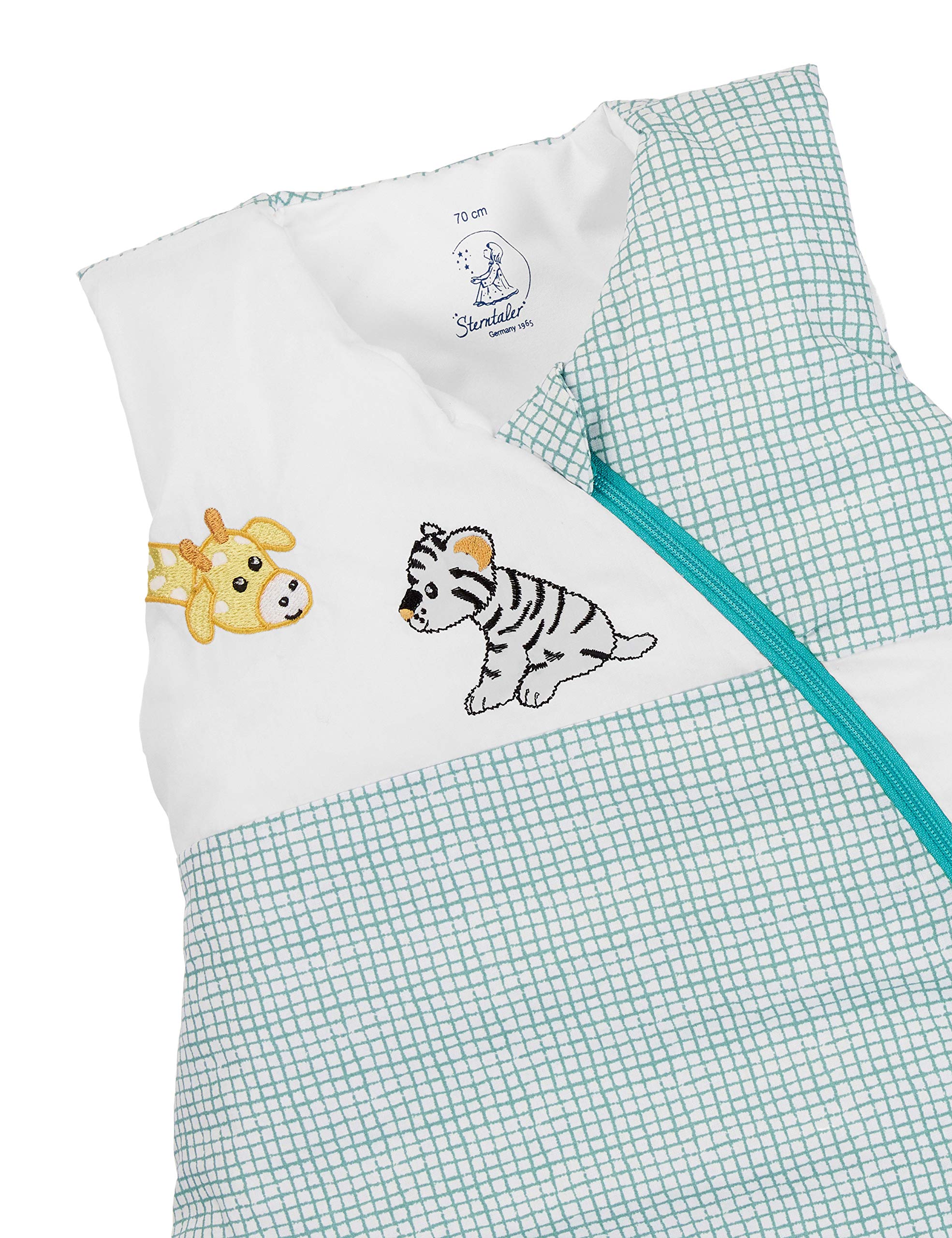 Sterntaler Schlafsack für Kleinkinder, Ganzjährig, Funktionsschlafsack Kuschelzoo, Reißverschluss, Größe: 110, Weiß/Grün Baby