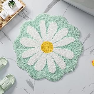 Cute Bath Mat,Pink Flower Rug,Water Absorption Non Slip Mat,Soft Machine...