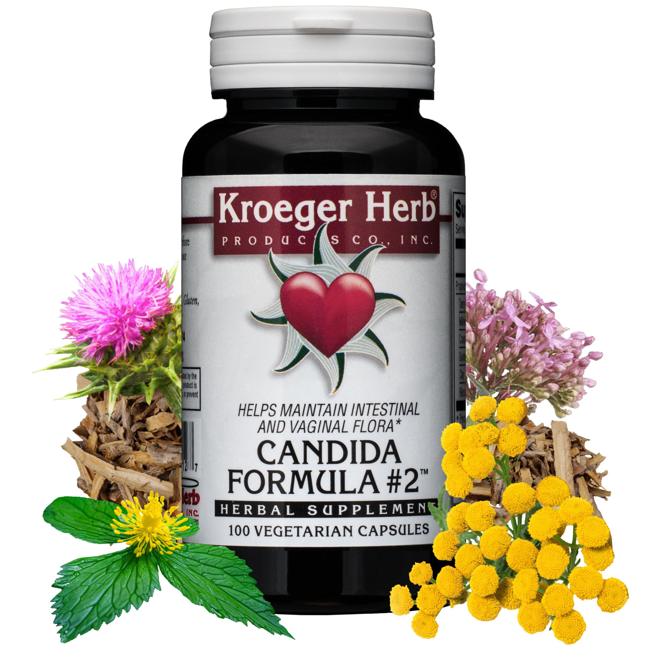 Kroeger Herb Products, Candida Formula #2, Cleanse Support Supplement for Women & Men - Helps Maintain Yeast & Candida Levels - Intestinal Supplement, Healthy Flora - Vegetarian, Non-GMO, Made is USA