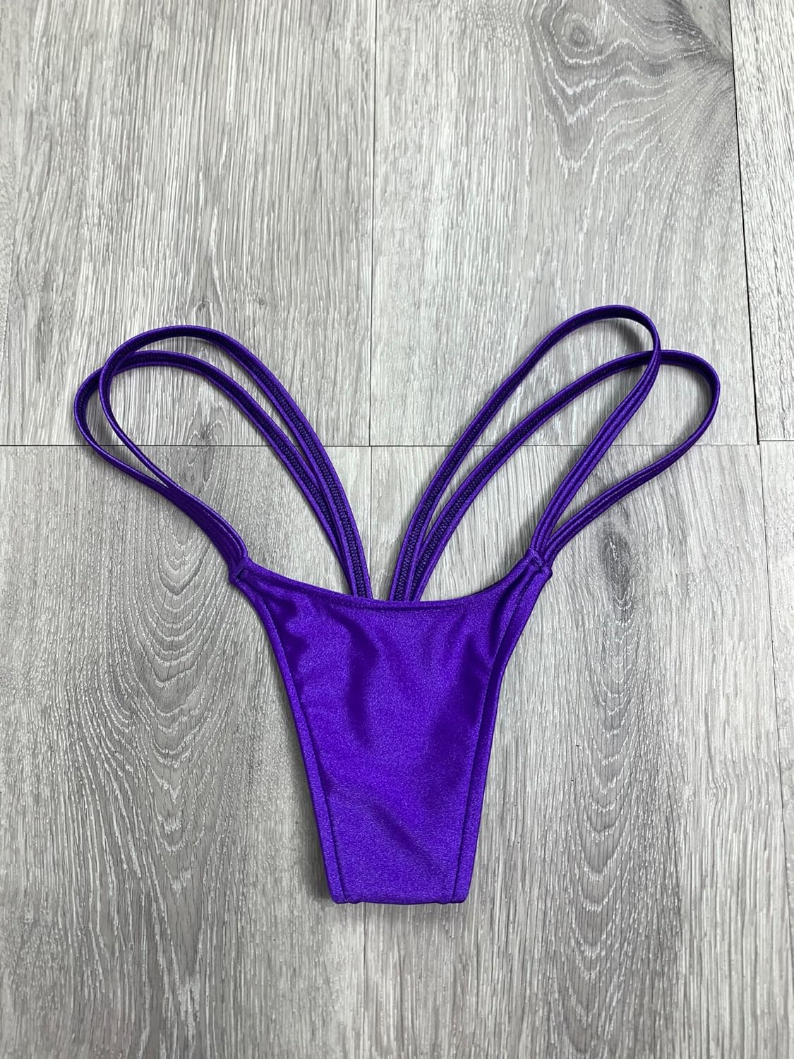 Freya's Boutique Purple G-String Bikini Thong for Women Micro Bottom Low Rise Extreme Double Straps Swimwear Exotic Pole Stripper Dancewear Rave Outfits Skimpy Swimsuits - Image 8