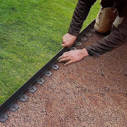 Miniatura 6 de Vodaland - Borde de jardín sin excavación, bordes para bordes rectos, curvados o de 90 grados, polietileno de alta densidad duradero con 24 estacas