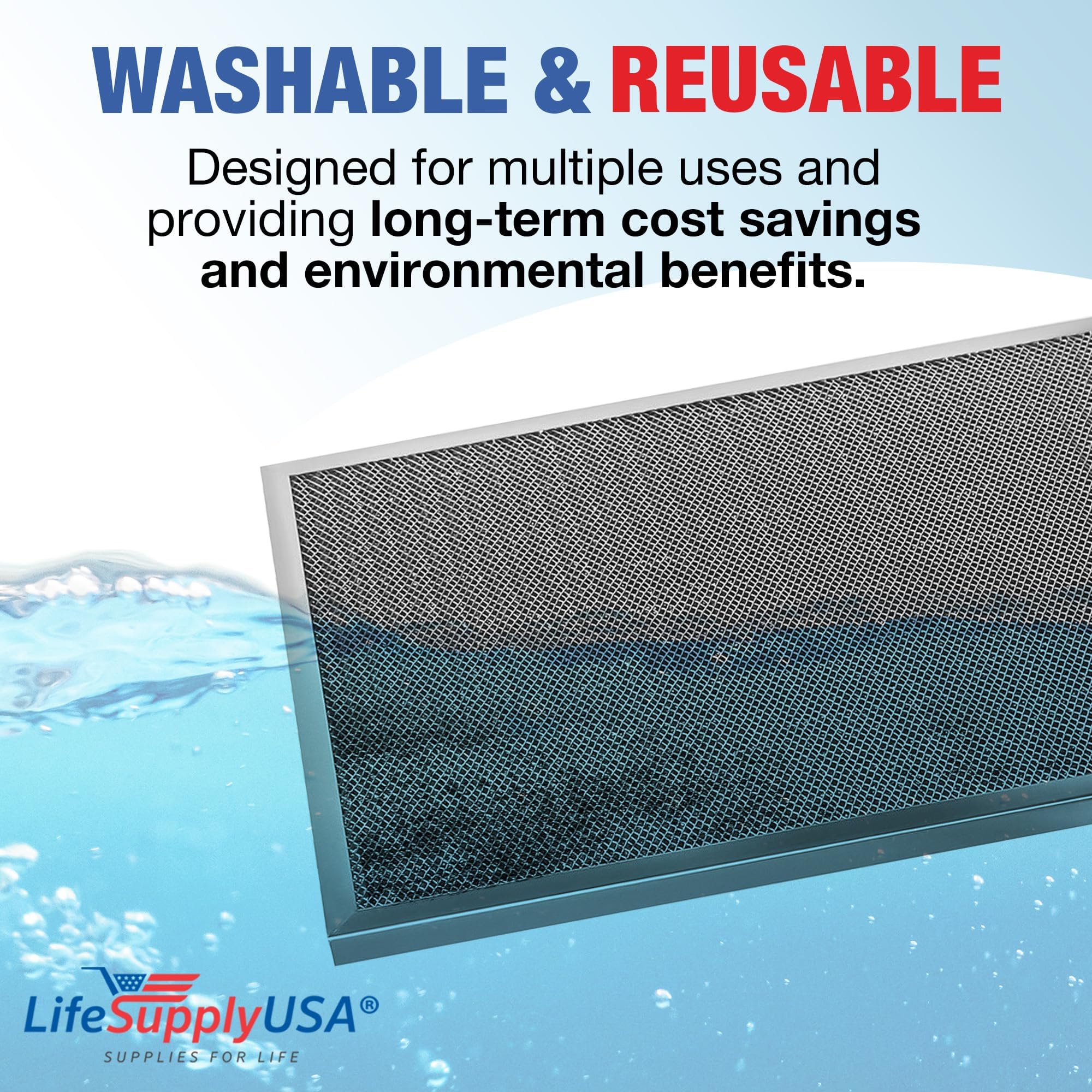 LifeSupplyUSA - Filtro de Aire de Repuesto para Sistema de Aire Acondicionado Central HVAC (20 x 24 x 1, electrostático, Lavable)