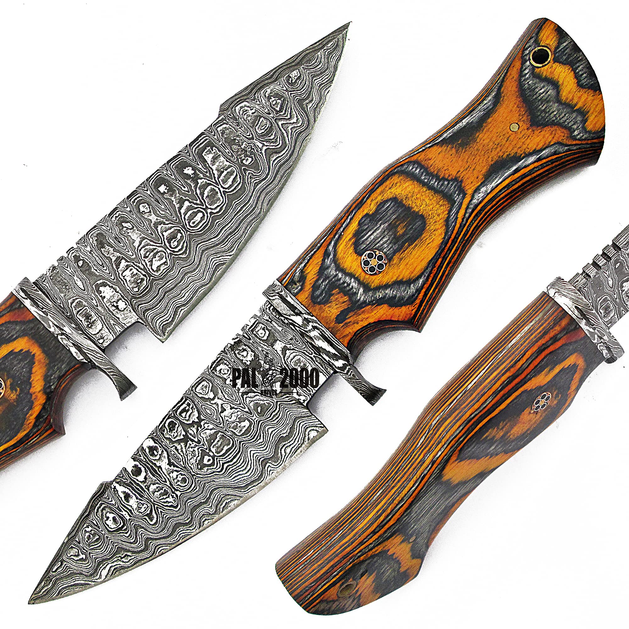 PAL 2000 KNIVES Custom Handmade Damascus Steel 10 Inches Skinner Knife with Sheath 9958