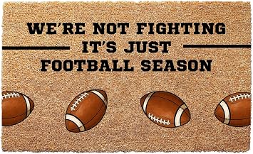 clicked craft Were Not Fighting Game Day Welcome Mat - Gift for Football Lovers, Sports Fan Porch & Patio Mat, Front Door Rug, Fall Decor, Halloween Decor, Pumpkin Theme, Football Season