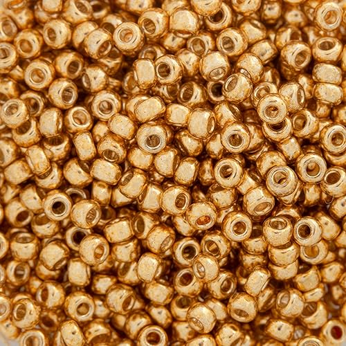 Miyuki Grano redondo de la semilla tamaño 11/0 0.30 oz-tubo galvanizado oro amarillo