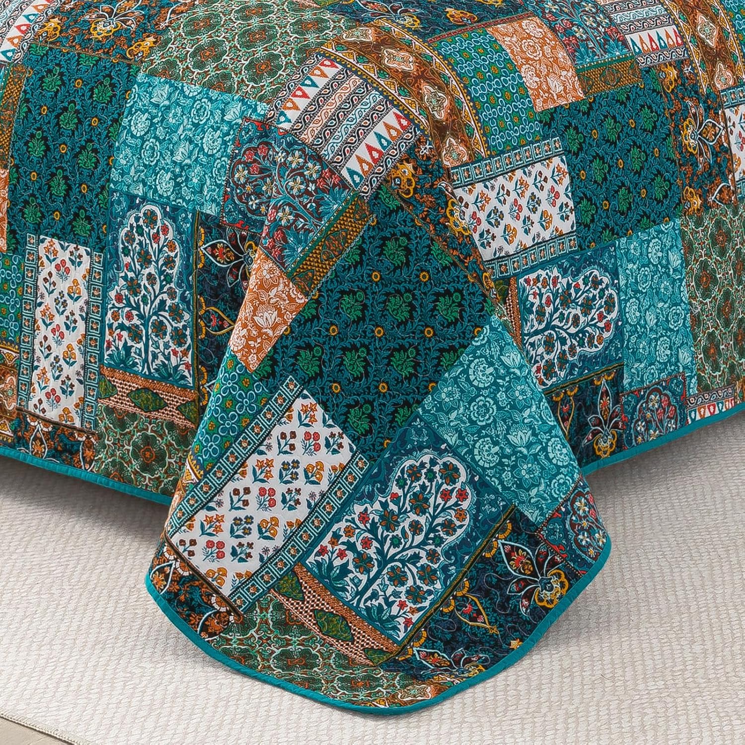 BEDIFANY Cotton King Size Quilt Set, Lightweight Bedspread King Coverlet, Soft Farmhouse Quilt Bedding Sets for Bed Decorations All Seasons (3 Pieces, Green) - Image 3