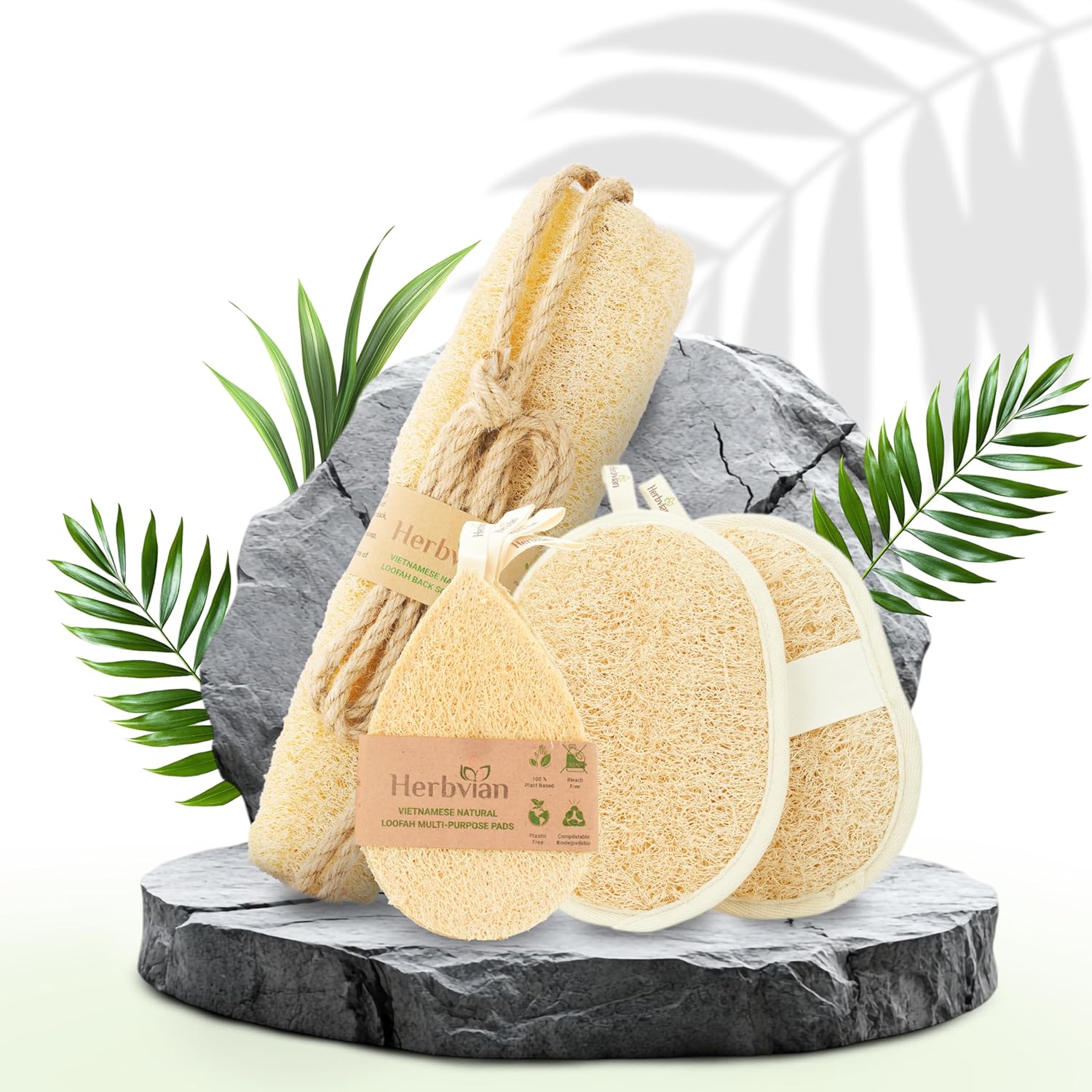 Vietnamese Natural Loofah Exfoliating Body Scrubber Pads, Dish Wash Sponges and Whole Gourd Back Exfoliate