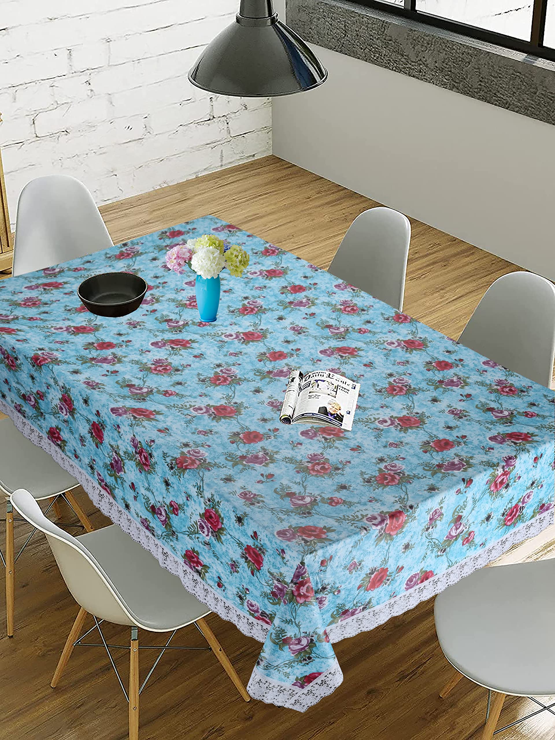 Homerz Premium 6-8 Seater Dining Table Cover, Waterproof and Dustproof (Digital Blue, 60x90 inch- 6-8 Seater)