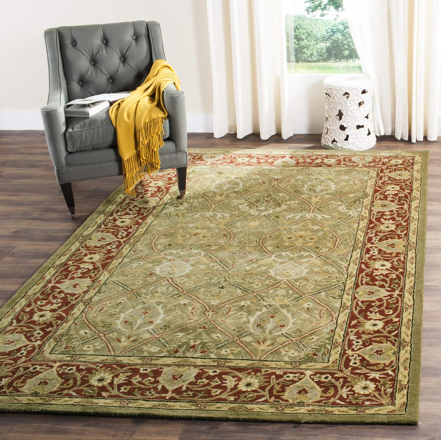Ivory and Rust Hand-Tufted Wool 6' x 9' Area Rug