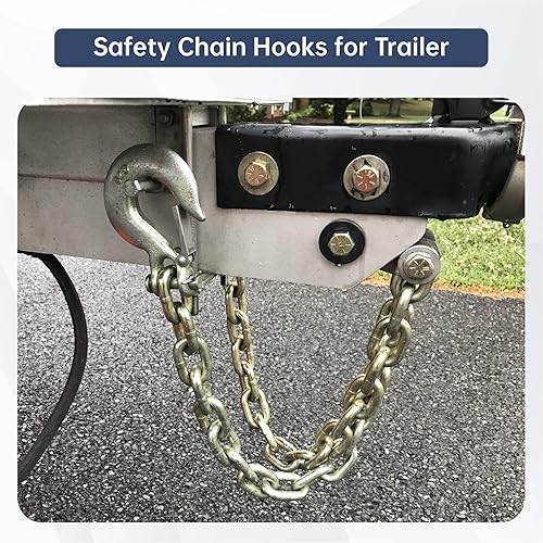 Miniatura 20 de Gancho deslizante de horquilla de 5/16 pulgadas con pestillo de seguridad, forjado G70 de capacidad de 14,000 libras, ganchos de cadena de seguridad