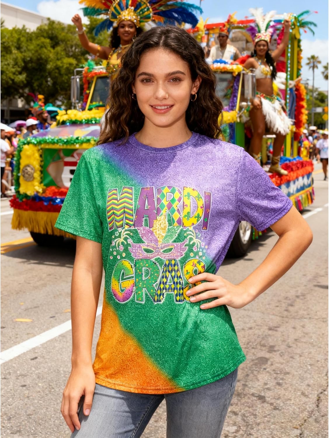 St Patrick's Day Shamrock Shirt for Women,Oktoberfest Mardi Gras 3D Graphic Novelty Short Sleeve T-Shirt - Image 3