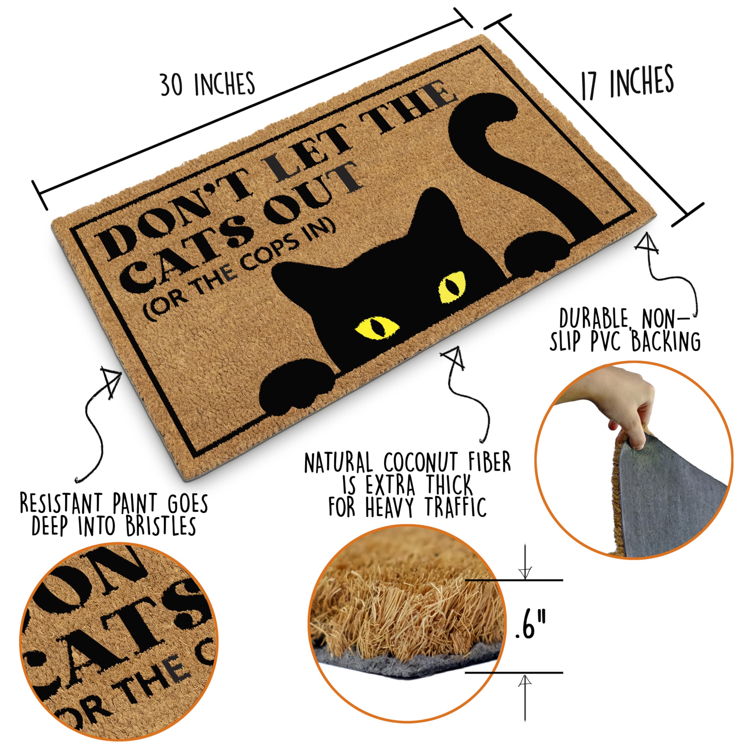 Funny Cat Doormat - 'Don't Let Cats Out' Welcome Mat -3 Funny Cat Doormat - 'Don't Let Cats Out' Welcome Mat -3