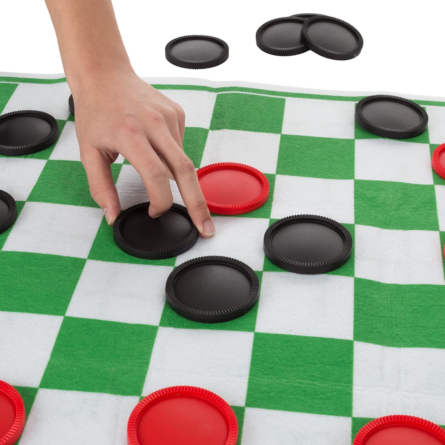 Hey! Play! Giant Checkers and Tic Tac Toe Reversible Board Game Rug-Jumbo Two-Sided Foldable Mat with Game Pieces for Boys and Girls-Family Fun : Toys & Games
