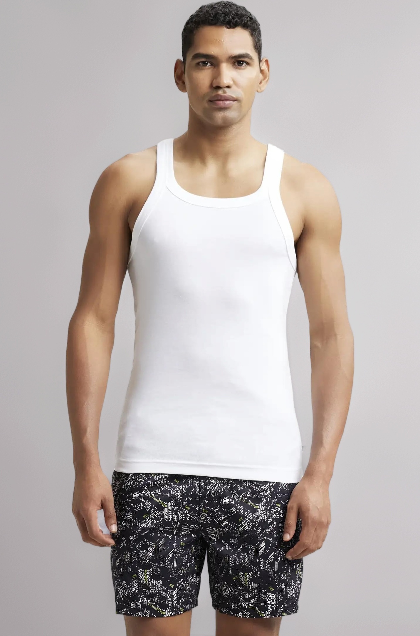 US26 Men's Super Combed Cotton Rib Square Neckline Gym Vest