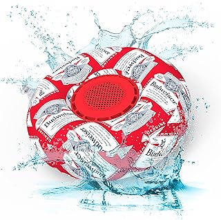 Budweiser Bluetooth Pool Floatie Speaker - Portable Bluetooth Speaker - Water Resistant - Air Pump Included - Drink Holder