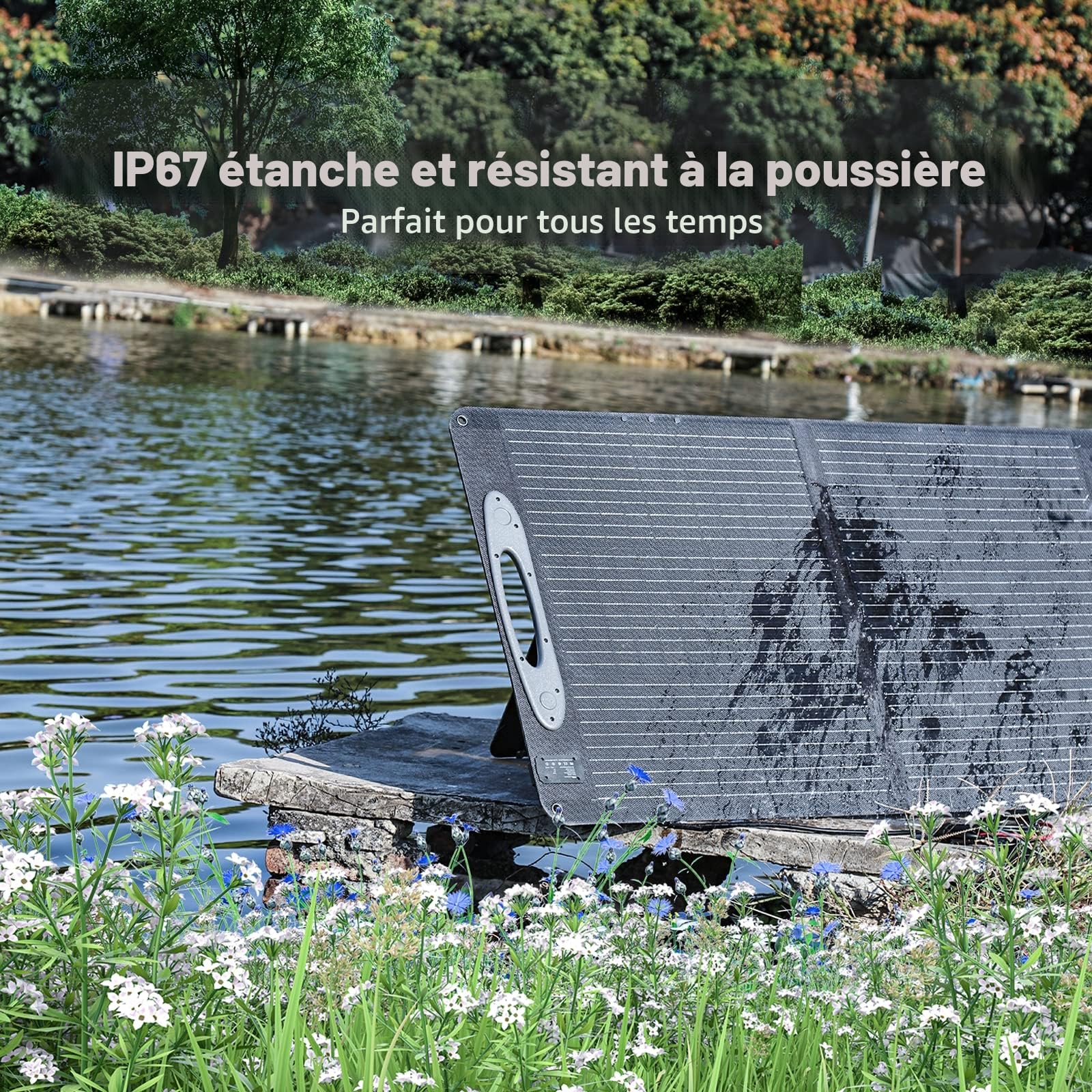 VDL Panneaux Solaires Pliables 200W, Cellule Solaire Monocristalline, 20V Générateur Solaire avec Multi-contact 4, Compatible avec La Plupart des Centrales Électriques, pour le Camping, Randonnée, RV