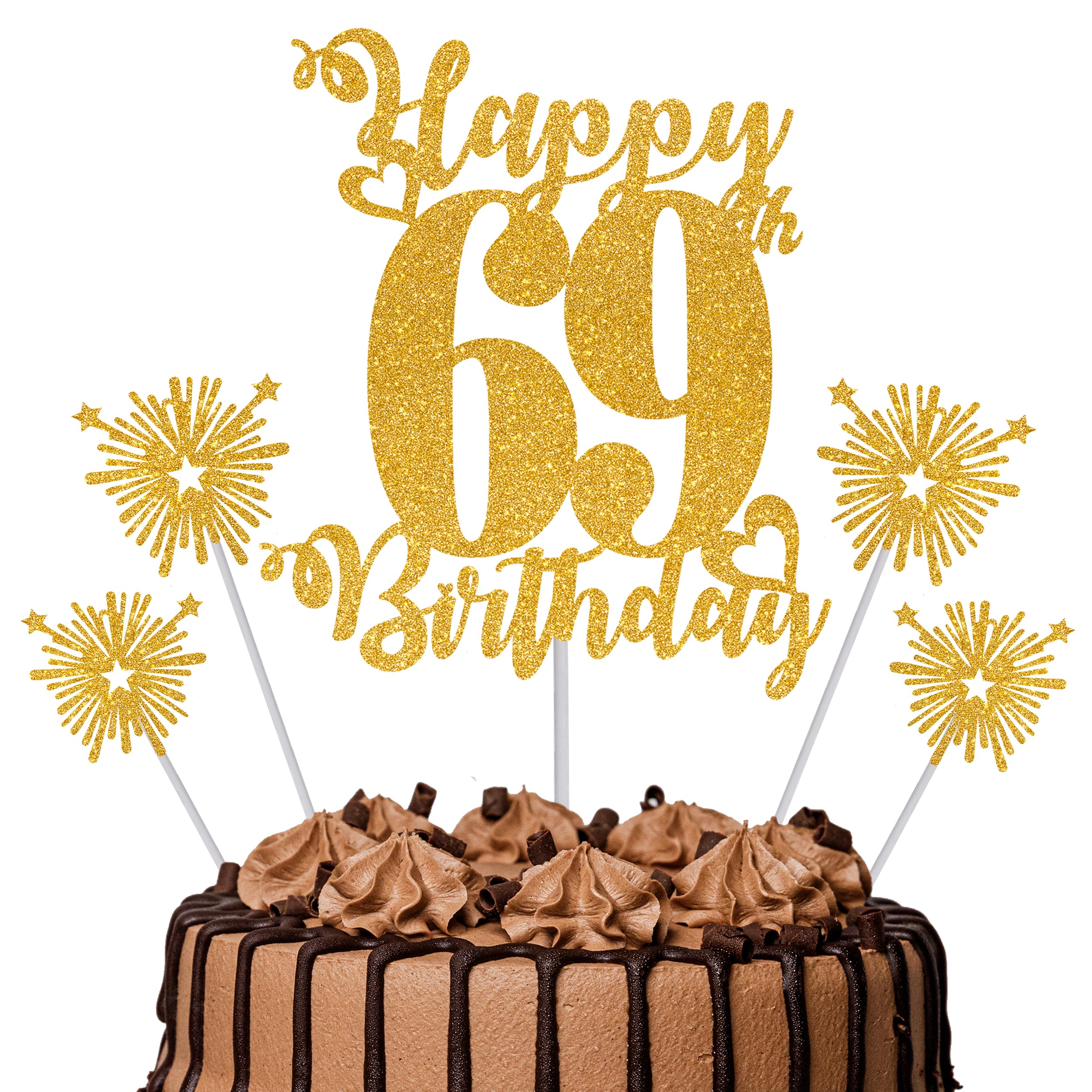 Gold Glitter 96th Birthday Cake Topper Set – 5 Piece Premium Glitter Birthday Decoration & Party Supplies for Men, Women & Kids – 96th Birthday — view 94