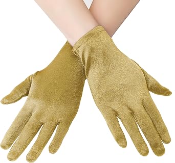 Short Opera Satin Gloves for Women Wrist Length Banquet Gloves