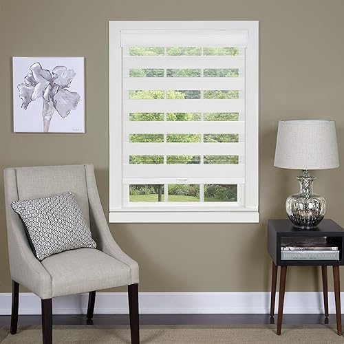 Serenity - Persiana sin cordón de doble capa con diseño de cebra, horizontal, sin cordón, persianas enrollables y tratamientos (34 x 72 pulgadas,