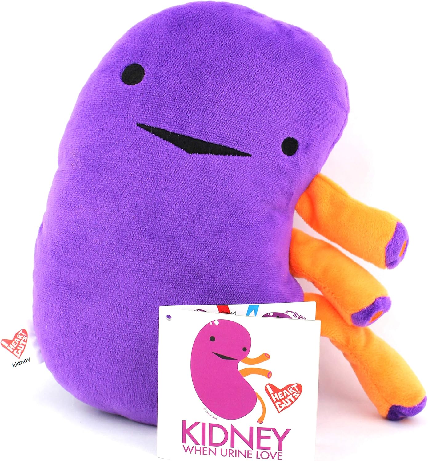 I Heart Guts Kidney Plush – 9" Educational Stuffed Organ Toy for Kidney Disease, Transplant Recovery, Dialysis, CKD, Polycystic Kidney, Renal Failure – Funny Get Well Gift