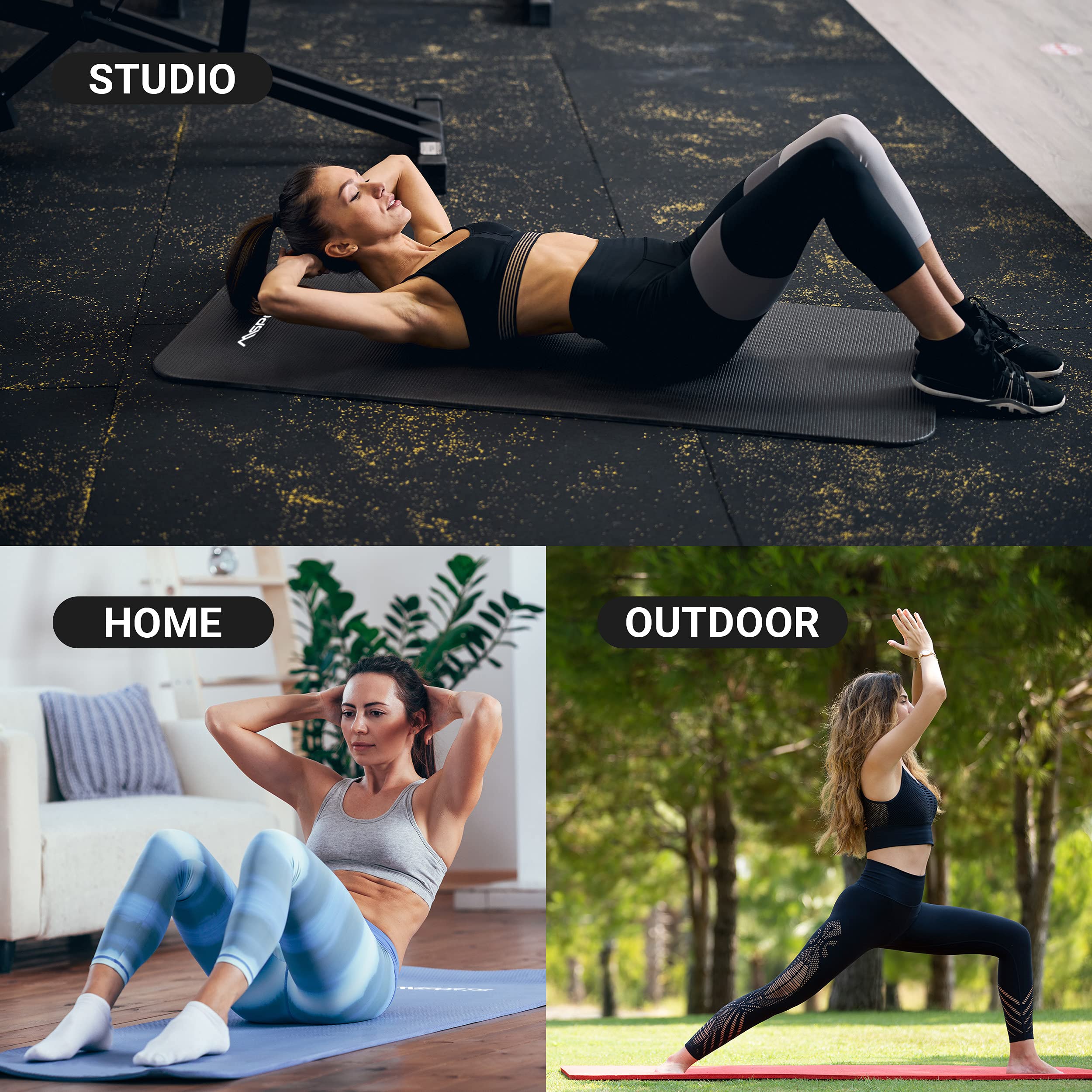 MSPORTS Tapis de Gymnastique Premium – Tapis de Sol Antidérapant pour Fitness, Yoga & Musculation – Disponible en 4 Tailles, et 12 Couleurs Tapis de yoga épais