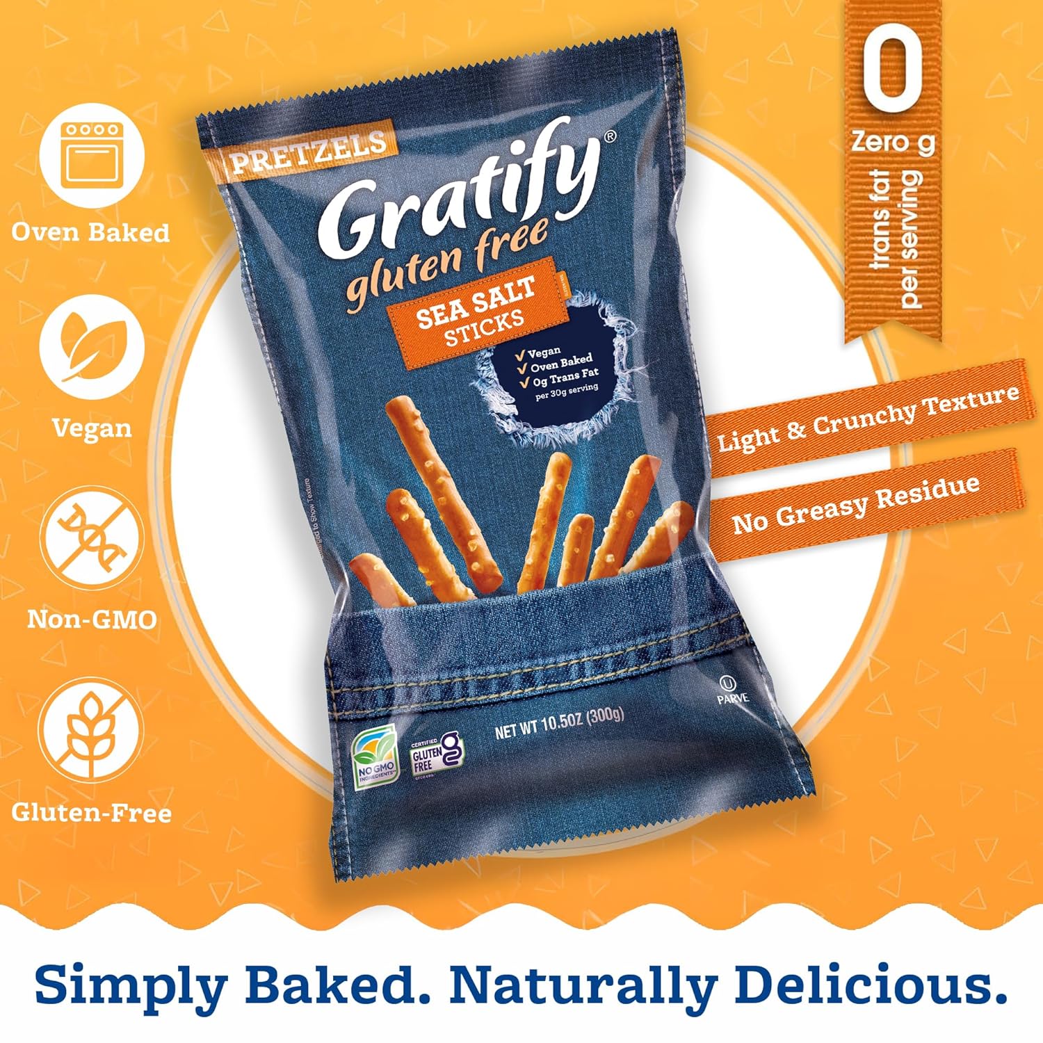 Gratify Gluten Free Pretzel Sticks - GF Pretzel Snack Bags, Gluten-Free Mix for Adults & Kids, Hummus Dip, Individual Packs, Vegan Friendly, Kosher - 10.5oz Bag (Pack of 6)