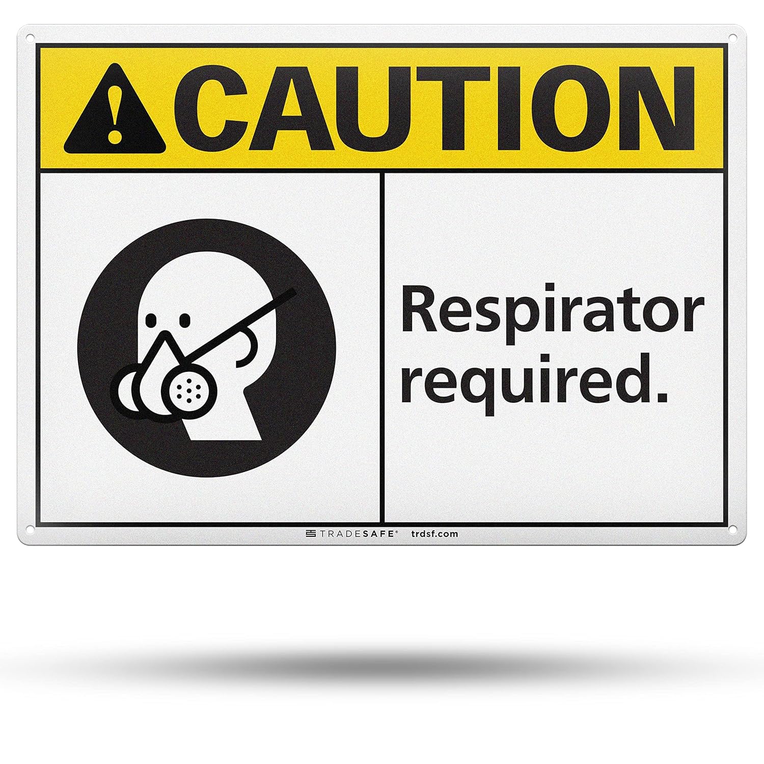 TRADESAFE Respirator Required PPE Sign - Wall Sign, Quick Install Aluminum Safety Sign, Light Reflective, UV-Resistant, Waterproof, 14” X 10” Workplace Safety Signs For Business