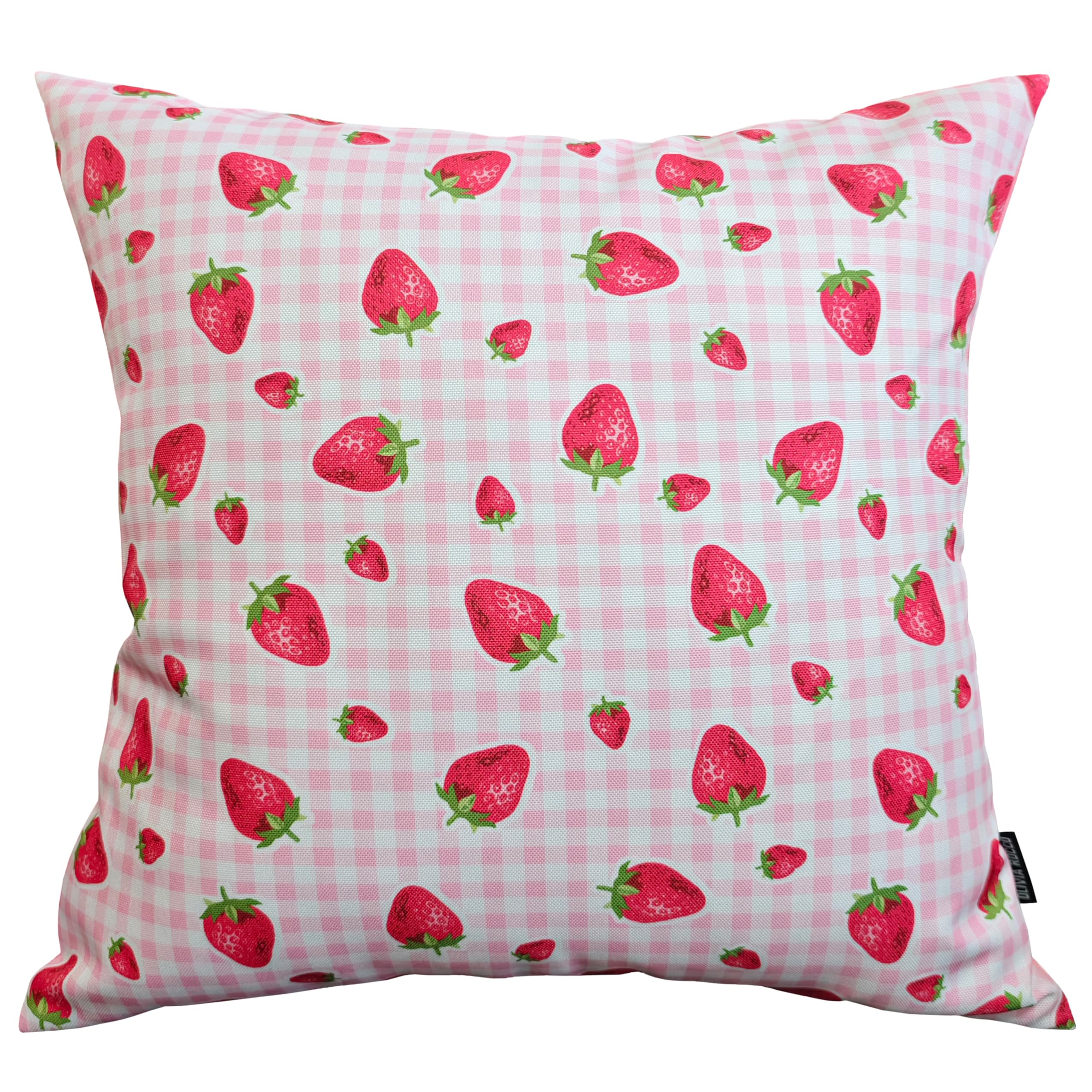 Olivia Rocco Waterproof Cushion Covers 43 x 43 cm Reversible Breathable Decorative Pillow Cover for Indoor & Outdoor Use Patio Garden Sofa Bed Chair (Strawberry)