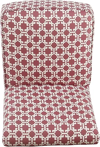 Miniatura 6 de HomePop Silla deslizadora sin brazos moderna juvenil, celosía rosa y blanca