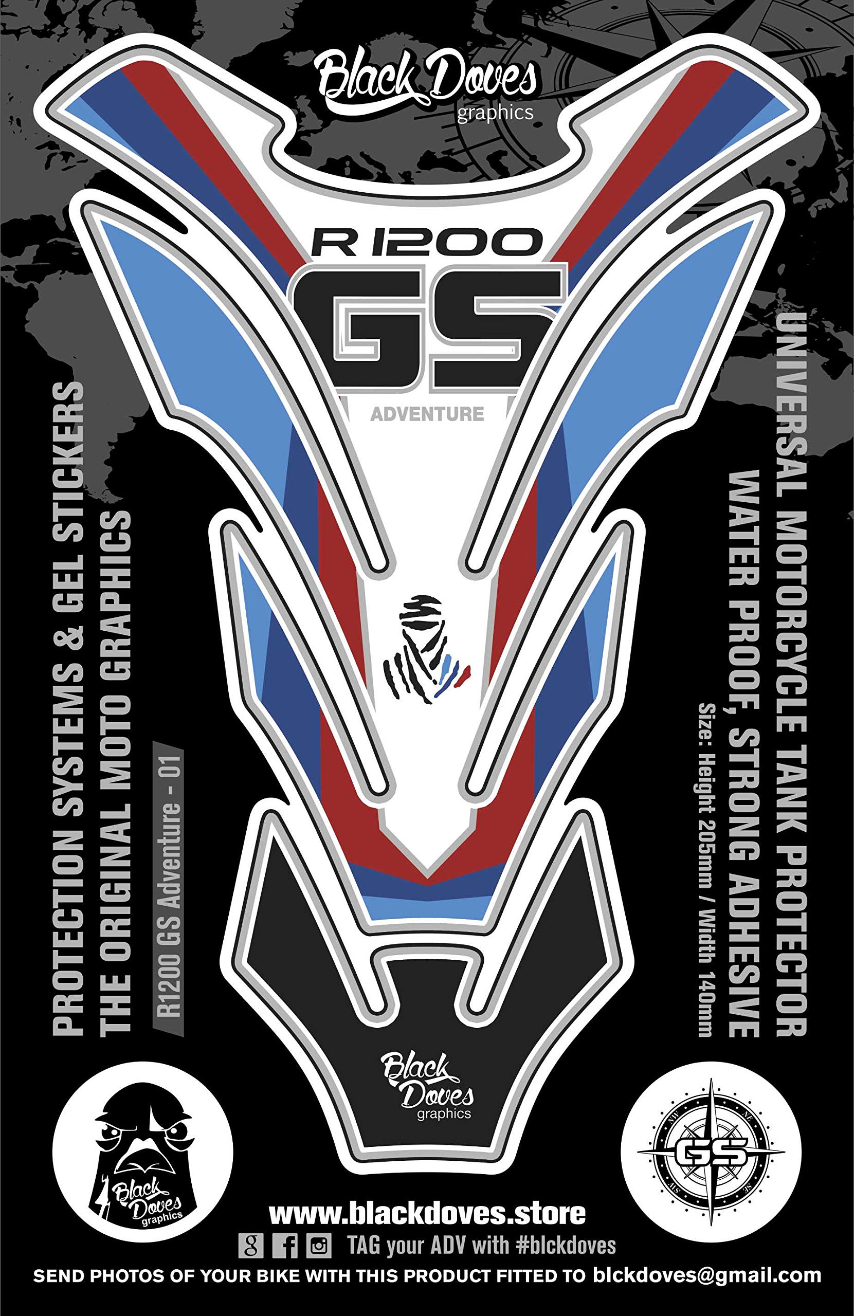 Protège-réservoir adhésif en résine Compatible avec R 1200 GS Tank Pad Adventure 3D