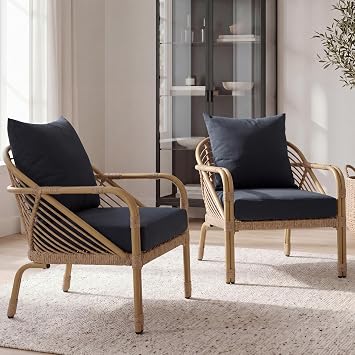 Modern Armchair Boho Indoor Outdoor Furniture for Porch Garden, Grey